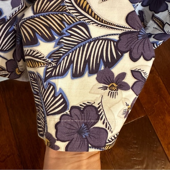 Ann Taylor LOFT Womens Purple Floral Ruffle Neck Pant Jumpsuit Wide Leg Tropical - Picture 11 of 15